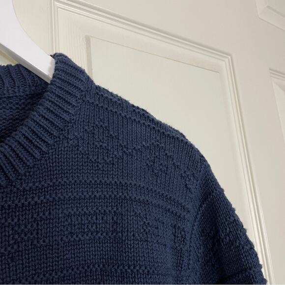 J. Crew Navy Hand Knit Guernsey Stitch Sweater 100% Cotton - Picture 4 of 8